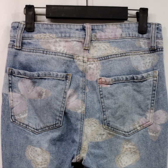 Tinsel Town Butterfly Raw Hem Flare Jeans Size 5 Blue Pink Fairy Retro Boho 90s - Picture 7 of 9